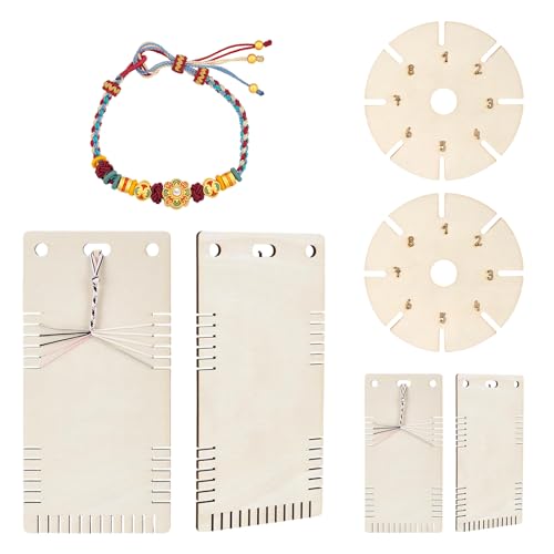4 Stück Armbänder Weben Platten Holz Flechtscheiben Handgefertigt Schmuck Handwerk Werkzeug Perlenschnur Scheiben für geflochtenes Seil Holz Weben Werkzeug-Set 4 Stück Armbänder Weben Platten Holz Flechtscheiben Handgefertigt Schmuck Handwerk Werkzeug Perlenschnur Scheiben für geflochtenes Seil Holz Weben Werkzeug-Set von Xuanxi
