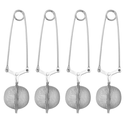 Mehrzweck-Teesieb, Ball mit Clip-Mechanismus, feines Netz-Design, ideal für Tassen, Töpfe, Zuhause, Büro, Reisen, Mehrzweck-Edelstahl-Teesieb-Set, 4 Stück von Xuanxi