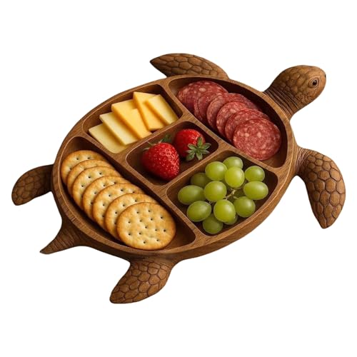 Serviertablett aus Naturholz in Schildkrötenform, Mehrzweck-Küchenschale für Käse, Präsentation, Party, unterhaltsames Serviertablett aus Holz von Xuanxi