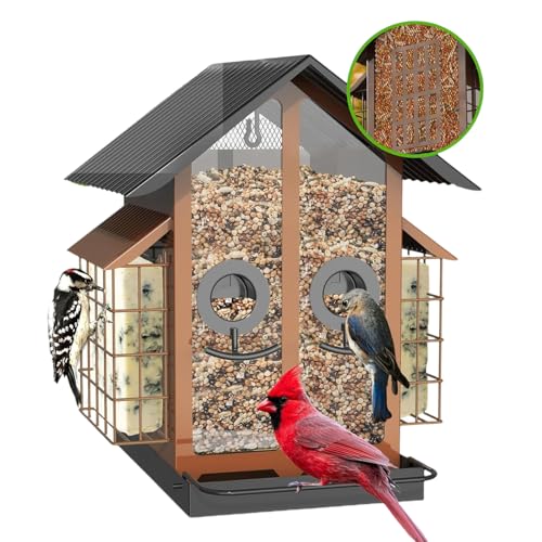 Vogelfutterstation mit großem Fassungsvermögen für den Außenbereich mit Sitzstange, mehreren Ablauflöchern und einfacher Aufhängung von Xuanxi