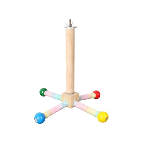 Vogelsitzstange aus Holz, interaktiv, um 360 Grad drehbar, Spielzeug für Papageien, Nymphensittiche, Lovebirds, Training, Stress, reduziert Nymphensittiche, Kauspielzeug mit Baumwollseil von Xuanxi