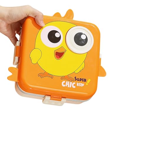 Xuanxi 304 Edelstahl Kinder Lunchbox 3 Abschnitte Bentos Box mit Cartoon-Muster und Dichtung für Büro Kinder Lunchbox mit Cartoon-Design von Xuanxi