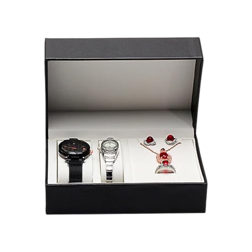 Xuanxi Schmuck-Aufbewahrungsbox mit Klappdeckel aus PU-Leder mit weichem Futter für Uhren und Zubehör, kompakter Reise-Organizer, stabiles Klappetui von Xuanxi