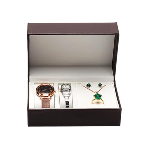 Xuanxi Schmuck-Aufbewahrungsbox mit Klappdeckel aus PU-Leder mit weichem Futter für Uhren und Zubehör, kompakter Reise-Organizer, stabiles Klappetui von Xuanxi