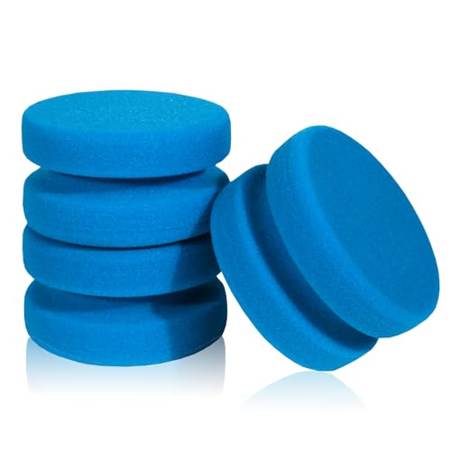 3 Stück Runde Mal-Schwämme – Doppelseitige Schwammapplikatoren für Farbe, Autowachs & Küchenreinigung – Hochdichter Schaumstoff – Wiederverwendbar & Streifenfrei (Blau) von Xuduvay