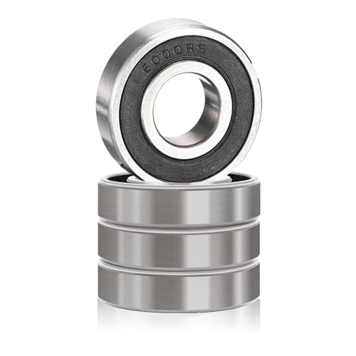 4 Stück 6000-2RS Kugellager 10x26x8mm – Doppelt abgedichtete Rillenkugellager aus Lagerstahl, vorgeschmiert, für Motoren, 3D-Drucker, Werkzeugmaschinen (6000-2RS Size:10x26x8mm) von Xuduvay