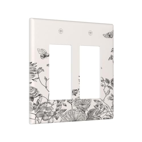 Xuejiaku Outlet Covers Country Beige Blume Vintage Floral Bee 2-Gang Doppel-Wippschalter Abdeckplatte Dekorative Wandplatte GFCI-Elektrische Schalterplatte Abdeckungen für Badezimmer Schlafzimmer Xuejiaku Outlet Covers Country Beige Blume Vintage Floral Bee 2-Gang Doppel-Wippschalter Abdeckplatte Dekorative Wandplatte GFCI-Elektrische Schalterplatte Abdeckungen für Badezimmer Schlafzimmer von Xuejiaku