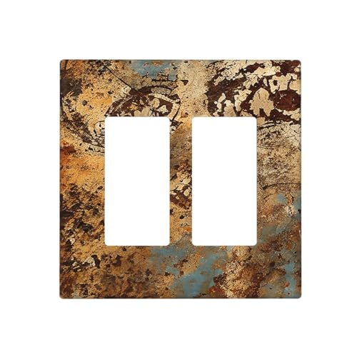 Xuejiaku Steckdosenabdeckungen Shabby Old Rusty Antik Messing Kupfer Druck 2-Gang Doppel-Wippschalter Abdeckplatte Dekorative Wandplatte GFCI-Steckdose Abdeckung Elektrische Schalterplatte Abdeckungen Xuejiaku Steckdosenabdeckungen Shabby Old Rusty Antik Messing Kupfer Druck 2-Gang Doppel-Wippschalter Abdeckplatte Dekorative Wandplatte GFCI-Steckdose Abdeckung Elektrische Schalterplatte Abdeckungen von Xuejiaku