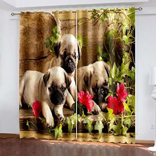 Vorhang Blickdicht Ösenschal Verdunkelungsvorhang 3D Digitaldruck Süßer Tierhund Gardinen Kinderzimmer Wohnzimmer Thermovorhang Ösenvorhänge 2Er Set 230X234Cm(HxB) von Xuexue Shopping Store