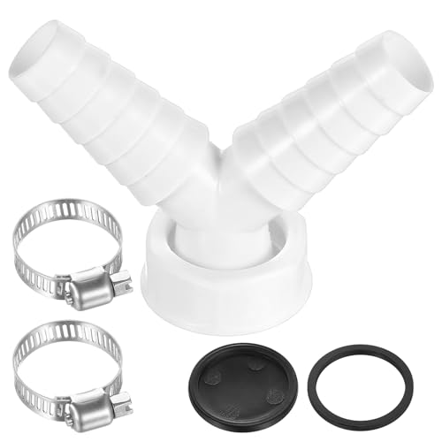 Abfluss Waschmaschine Doppelanschluss für Waschmaschine Spülmaschine 1 Zoll Schlauch, Y-adapter Abfluss Adapter Doppelanschluss für Geschirrspüler,Schlauch mit Eingangsstutzen 19-24 mm,Abgang DN 25 von Xujinsongg