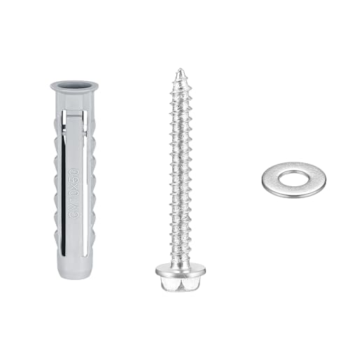 Set mit 15 Schienenschrauben, Wandschrauben und Dübeln, robuste Wandbefestigungen, TV-Halterungsschrauben und Dübel-Set, Mauerwerkschrauben für Ziegelwände, Schrankmontage, Betonschrauben, Dehndübel Set mit 15 Schienenschrauben, Wandschrauben und Dübeln, robuste Wandbefestigungen, TV-Halterungsschrauben und Dübel-Set, Mauerwerkschrauben für Ziegelwände, Schrankmontage, Betonschrauben, Dehndübel von Xujinsongg