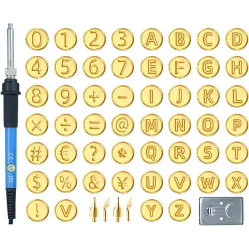 Xujuika Holzgravur Werkzeug - Holzstempel Set - Alphabet Zahlen Schablone, Verstellbarer Temperatur Stift & Pyrogravur Vorlage für Erwachsene und Anfänger von Xujuika