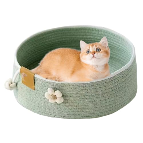 Xujuika Katzenkorb Bett | Großes gewebtes Katzenschlafbett Haustiernest – Haustier-Kratzer, beruhigendes Haus zum Ausruhen, Schlafen, Winter, Sommer, Spielen, Kratzcouch, Schlafzimmer, Büro, Auto von Xujuika