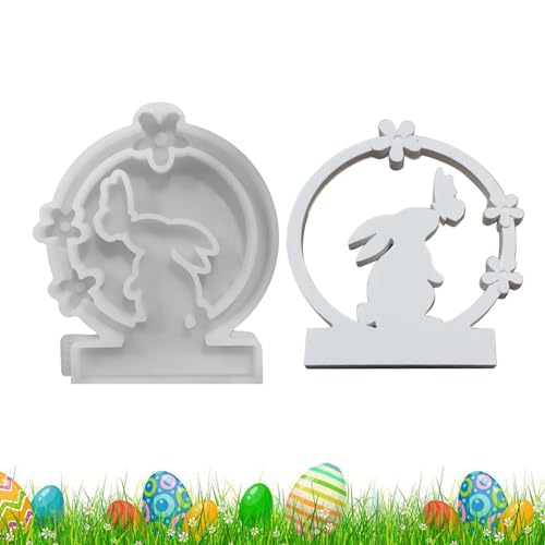 Xujuika Silikonformen Osterhase - Silikonformen Gießformen | 3D Hasenform Für Ostern | Kaninchen Silikonformen Mit Sockel | Silikonform Hase - Frühlingsblumen Und Schmetterlings-Design Für n von Xujuika