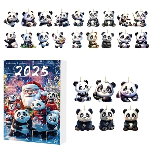 Xujuika Weihnachten Panda Kalender Advent, 24 Tage Panda Ornamente Countdown Kalender 2025, 2D Acryl Tier Ornamente für Weihnachtsbaum Fenster Wand Tür Auto Rückspiegel Rucksack Xujuika Weihnachten Panda Kalender Advent, 24 Tage Panda Ornamente Countdown Kalender 2025, 2D Acryl Tier Ornamente für Weihnachtsbaum Fenster Wand Tür Auto Rückspiegel Rucksack von Xujuika