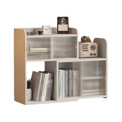 Bücherregal Wohnzimmermöbel Weiß mit Density Board-Desktop-Bücherregal, 2-stufiges, erweiterbares Lagerregal, mit Tür-Aktenorganisator aus Kunststoff, for die Büro-Heimküche für Wohnzimmer,Schlafzimme Bücherregal Wohnzimmermöbel Weiß mit Density Board-Desktop-Bücherregal, 2-stufiges, erweiterbares Lagerregal, mit Tür-Aktenorganisator aus Kunststoff, for die Büro-Heimküche für Wohnzimmer,Schlafzimme von Xumh2024-3
