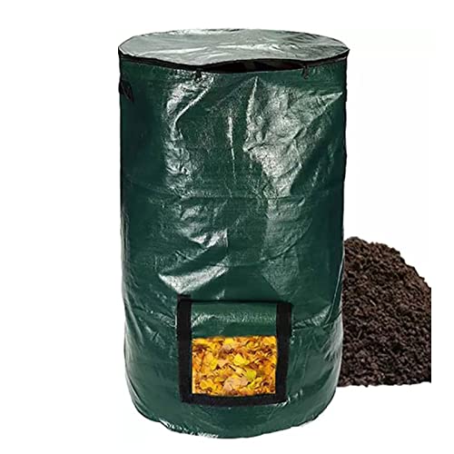 Lebensmittelabfälle Gartenkompostbeutel, wiederverwendbarer Gartenabfallbeutel for den Außenbereich, mit Deckel, zusammenklappbare Laubsäcke, multifunktionaler Gartenbehälter von Xumh2024-3
