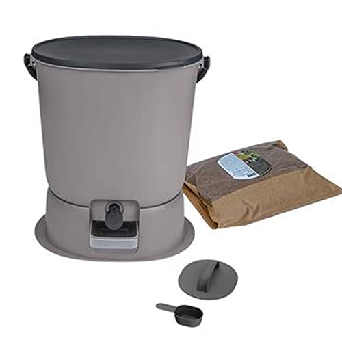 Lebensmittelabfälle Komposteimer for den Innenbereich, Kompostierungssystem die Küche, mit Wasserhahn und luftdichtem Deckel(Grigio) von Xumh2024-3