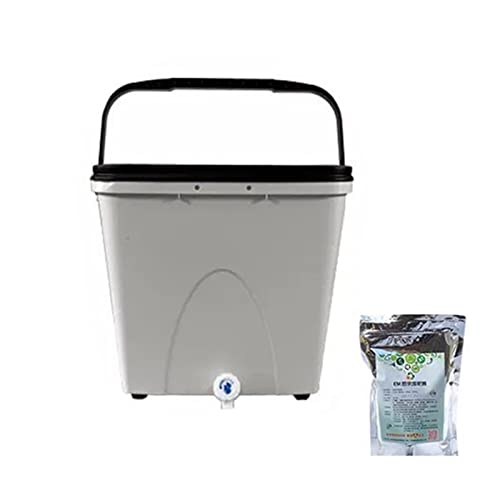 Lebensmittelabfälle Komposter Mülleimer Küche Komposteimer mit Wasserhahn und Deckel for Arbeitsplatte Verdichter Kompostgärungseimer(Weiß) von Xumh2024-3