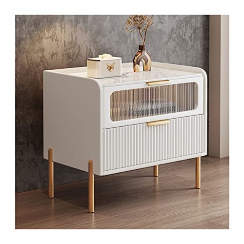 Schlichte Weißer, moderner Nachttisch, Beistelltisch, Beistelltisch mit eleganten Arbeitsplatten aus Steinplatten, dekorativer Glastür und Stauraum auf 2 Ebenen, for Schlafzimmer, Wohnzimmer ,für Schl Schlichte Weißer, moderner Nachttisch, Beistelltisch, Beistelltisch mit eleganten Arbeitsplatten aus Steinplatten, dekorativer Glastür und Stauraum auf 2 Ebenen, for Schlafzimmer, Wohnzimmer ,für Schl von Xumh2024-3