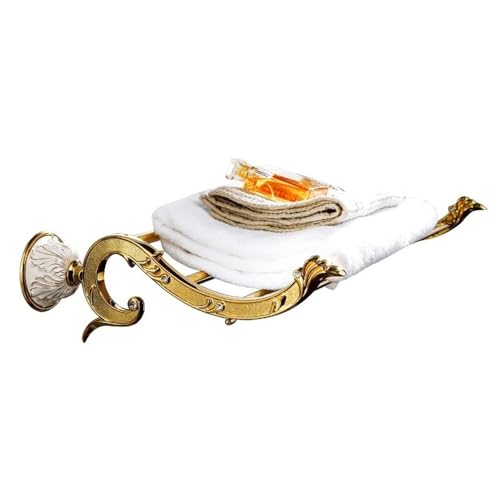 Shampoo Halterung für Dusche Goldener Badetuchhalter zur Wandmontage, luxuriöser Retro-Handtuchhalter mit exquisiter Schnitzerei, verschraubtes Handtuchhalterregal mit 4 Handtuchstangen Duschablage von Xumh2024-3