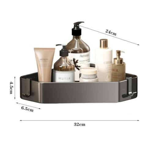 Shampoo Halterung für Dusche Selbstklebendes Eck-Duschregal mit 2 beweglichen Haken, Badezimmer-Dusch-Organizer ohne Bohren, 2er-Pack dreieckiges Duschregal aus Aluminium for die Innendusche Duschabla von Xumh2024-3