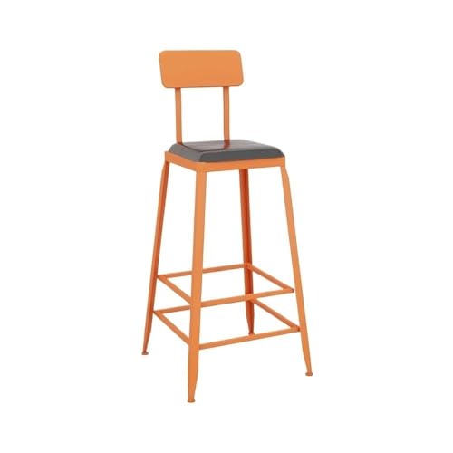 Xumh2024-3 Barhocker Tresenhocker Bunte Eisen Quadratischen Stehtisch und Stühle Balkon Bar Milch Tee Shop Hohe Hocker Große Größe Moderner Barstuhl Küchenhocker(Orange) von Xumh2024-3