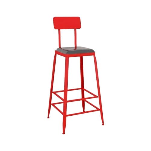 Xumh2024-3 Barhocker Tresenhocker Bunte Eisen Quadratischen Stehtisch und Stühle Balkon Bar Milch Tee Shop Hohe Hocker Große Größe Moderner Barstuhl Küchenhocker(Red) von Xumh2024-3