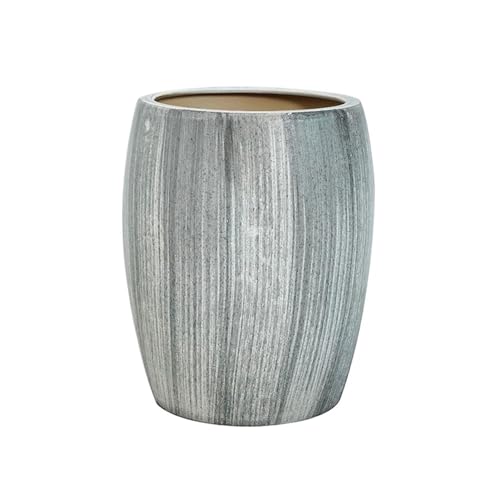 Xumh2024-3 Blumentöpfe Bodenstehende Blumentöpfe aus Keramik mit Streifen, grau, großkalibriger Blumentopf Drainagelöchern, Pflanzenbehälter for drinnen und draußen für Kakteen und Sukkulenten von Xumh2024-3