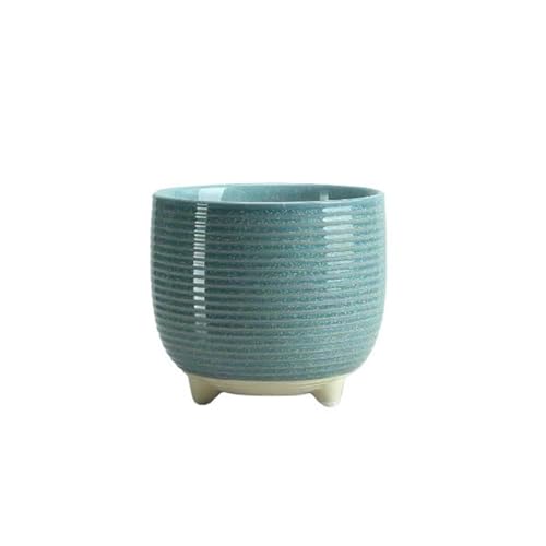 Xumh2024-3 Blumentöpfe Einfach mit Füßen atmungsaktiv Senior Sense von großen speziellen Keramik-Blumentöpfen for den Heimgebrauch Lovely für Kakteen und Sukkulenten(Green,Klein) von Xumh2024-3