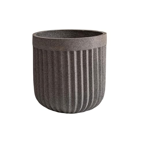 Xumh2024-3 Blumentöpfe Runder, gestreifter, Grauer Übertopf aus Magnesium-Ton, Blumentöpfe for den Innen- und Außenbereich, Garten, Terrasse, dekorative Behälter für Kakteen und Sukkulenten von Xumh2024-3