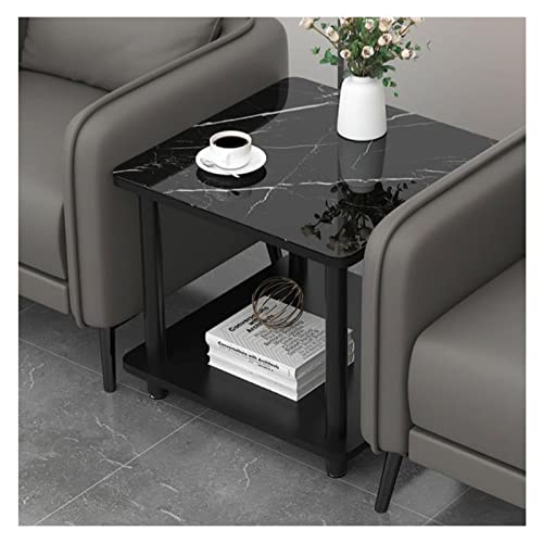 Xumh2024-3 Couchtisch Kaffeetisch Quadratischer Beistelltisch, Nachttisch mit 2-stöckigem Ablagefach, Bistrotische for drinnen und draußen, Couchtisch for kleine Räume(Schwarz) von Xumh2024-3