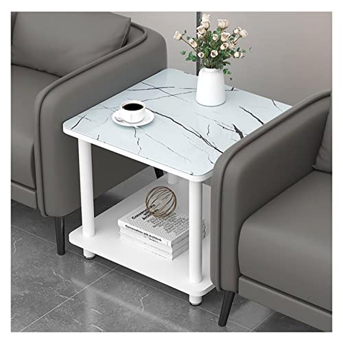 Xumh2024-3 Couchtisch Kaffeetisch Quadratischer Beistelltisch, Nachttisch mit 2-stöckigem Ablagefach, Bistrotische for drinnen und draußen, Couchtisch for kleine Räume(Weiß) von Xumh2024-3