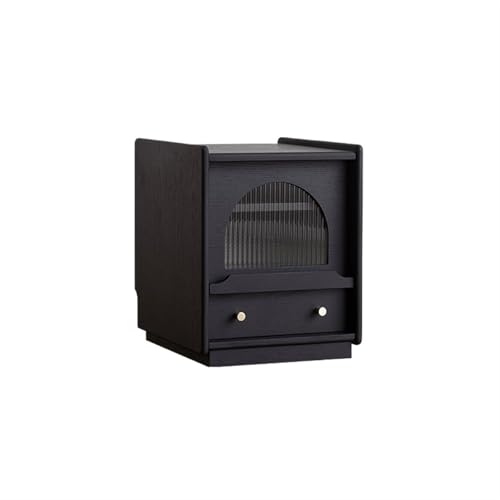 Xumh2024-3 Schlichte Aufbewahrungsschrank mit Schubladen in Braun/Schwarz, Nachttischschrank aus Massivholz for Wohnzimmer, Schlafzimmer, Arbeitszimmer ，für Schlafzimmer/Wohnzimmer(Schwarz) von Xumh2024-3