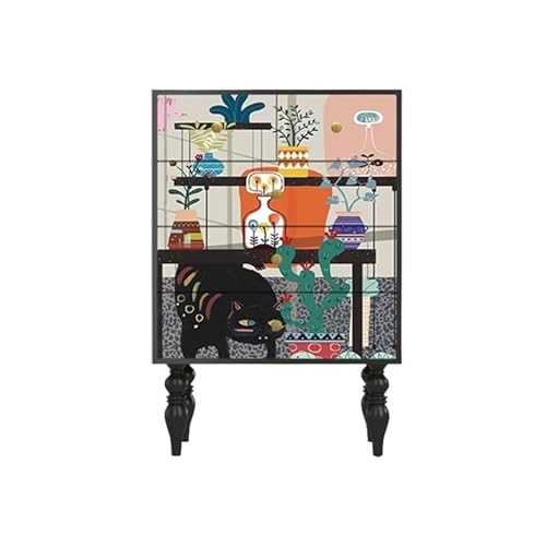 Xumh2024-3 Schrank Kommode for Schlafzimmer, Mid-Century-Retro-Kommode mit bemalter Oberfläche, Aufbewahrungskommode aus Holz for Wohnzimmer, Flur Schlafzimmer oder Wohnzimmer von Xumh2024-3