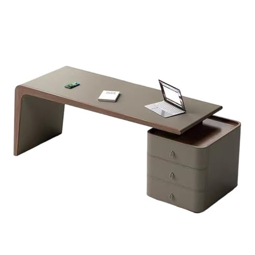 Xumh2024-3 Schreibtisch Chefschreibtisch aus Sattelleder mit Ablageschrank, moderner Luxus-Laptop-Schreibtisch for das Home Office Computertisch(L) von Xumh2024-3