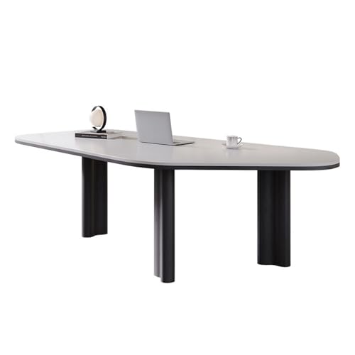 Xumh2024-3 Schreibtisch Schreibtisch-Arbeitsplatz mit unregelmäßig geformter Steinplatte, moderner Home-Office-Schreibtisch, Konferenztisch Beinen aus Massivholz Computertisch(XL) von Xumh2024-3