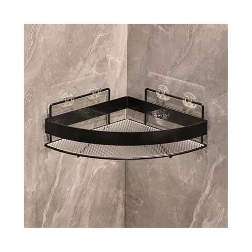 Xumh2024-3 Shampoo Halterung für Dusche Selbstklebendes Duschregal, Eck-Duschregale zur Wandmontage, Dusch-Organizer aus Acryl ohne Bohren mit Metallzaun, Schwarz/Gold Duschablage(Schwarz) von Xumh2024-3