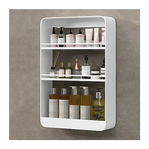 Xumh2024-3 Shampoo Halterung für Dusche Toiletten-Wandregale Waschtisch Dreischichtige Kosmetik-Aufbewahrungsregale Wandmontierte Metallregale ohne Perforationen Duschablage(Weiß) von Xumh2024-3