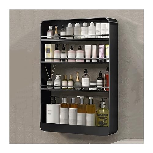 Xumh2024-3 Shampoo Halterung für Dusche WC-Wandregal Waschtisch Vierstöckiges Kosmetikregal Wandregal aus Metall ohne Stanzen Duschablage(Schwarz) von Xumh2024-3