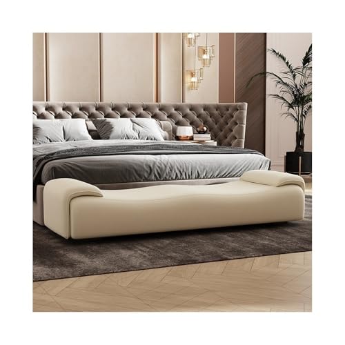Xumh2024-3 Sitzbank Polsterbank Bett-Endhocker, Sofa-Langbank, leichte Luxus-Schlafzimmer-Kleideraufbewahrungsbank, Garderoben-Schuhwechselbank Sitzhocker Schlafzimmer(Off-White,Mittel) von Xumh2024-3