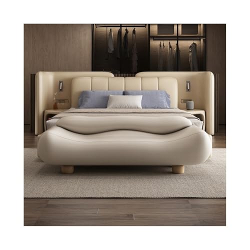 Xumh2024-3 Sitzbank Polsterbank Hochwertiger gewellter Schlafzimmer-Bett-Endhocker mit Rückenlehne, Federhocker, Nachttischhocker, Bettcouch, Sofa, Lange Bank Sitzhocker Schlafzimmer(Off-White) von Xumh2024-3