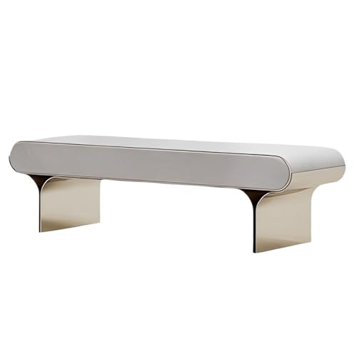 Xumh2024-3 Sitzbank Polsterbank Italienische Edelstahl-Bett-Sofa-Bank Schlafzimmer Licht Luxus Weiche Lange Bank High-End-Tür-Schuhbank Sitzhocker Schlafzimmer(Beige) von Xumh2024-3