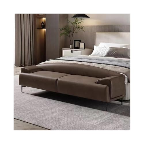 Xumh2024-3 Sitzbank Polsterbank Leichte Luxus-Nachttischbank, Lange Bank, Schlafzimmer, High-End-Bettfußbank, Bettfuß-Sofabank mit Rückenlehne, Garderoben-Kleiderbank Sitzhocker Schlafzimmer(Bruin) von Xumh2024-3