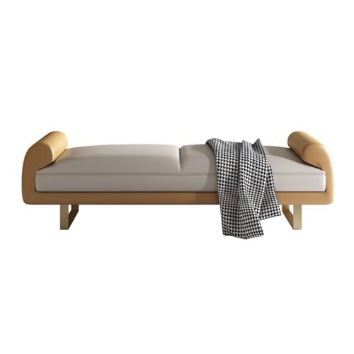 Xumh2024-3 Sitzbank Polsterbank Leichte Luxus-Nachttischbank for das Hauptschlafzimmer, Schuhbank for den Eingang, Wohnzimmer, Lange Sofabank, Garderobenhocker Sitzhocker Schlafzimmer(Yellow+Beige) von Xumh2024-3