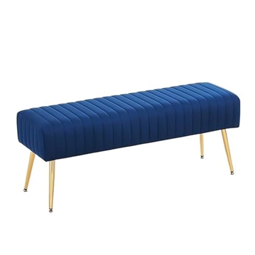 Xumh2024-3 Sitzbank Polsterbank Ottomane aus Samt, Moderne gepolsterte Schlafzimmerbänke, Fußstützenhocker, Innenbank for Eingangsbereich und Wohnzimmer Sitzhocker Schlafzimmer(Blue) von Xumh2024-3