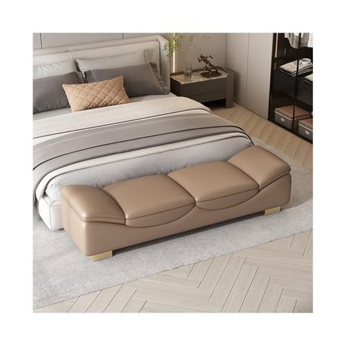 Xumh2024-3 Sitzbank Polsterbank Schlafzimmer-Bett-Endbank, leichte Luxus-Sofabank, Eingangsschuhbank, Wohnzimmer, kleine Sofabank, Chaiselongue, Lange Bank Sitzhocker Schlafzimmer(Bruin,Mittel) von Xumh2024-3
