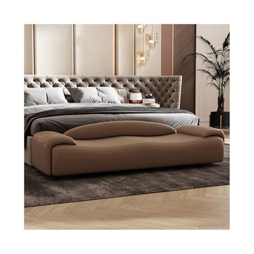 Xumh2024-3 Sitzbank Polsterbank Schlafzimmer-Bett-Endhocker mit Rückenlehne, Lange Sofabank, leichte Luxus-Kleiderbank, Garderoben-Schuhwechselbank Sitzhocker Schlafzimmer(Bruin,Groß) von Xumh2024-3