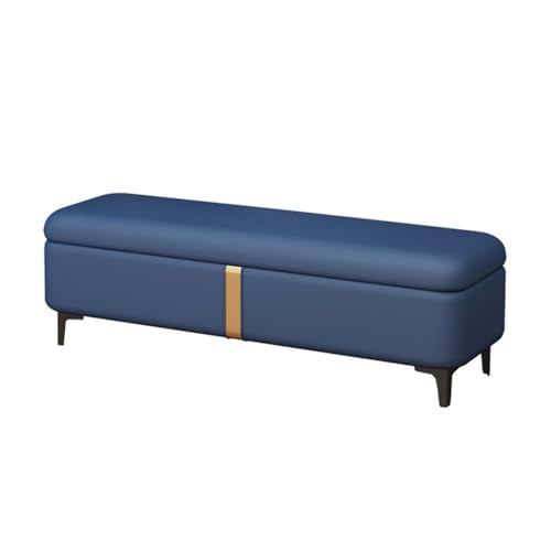 Xumh2024-3 Sitzbank Polsterbank Schuhwechselbank, leichte Luxus-Stauraumbank, Lange Sofabank, rechteckiger Hocker am Bettende, Stauraumbank Sitzhocker Schlafzimmer(Dark Blue) von Xumh2024-3