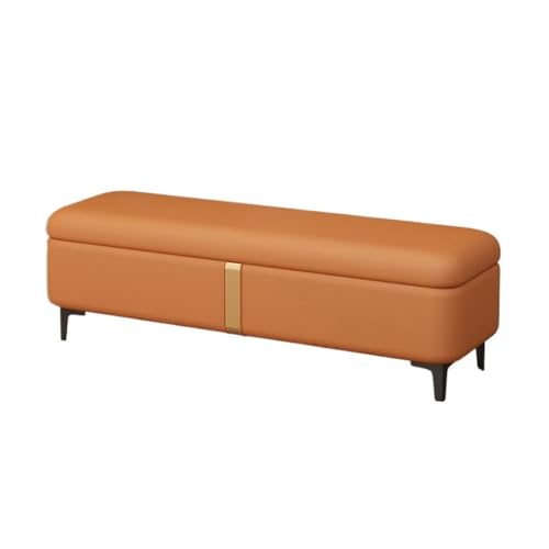 Xumh2024-3 Sitzbank Polsterbank Schuhwechselbank, leichte Luxus-Stauraumbank, Lange Sofabank, rechteckiger Hocker am Bettende, Stauraumbank Sitzhocker Schlafzimmer(Orange) von Xumh2024-3